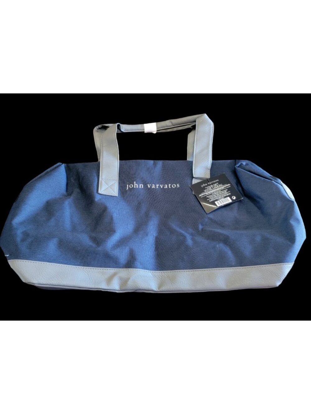 John Varvatos Duffle Weekender Travel Gym Overnight Bag Blue Gray Tweed